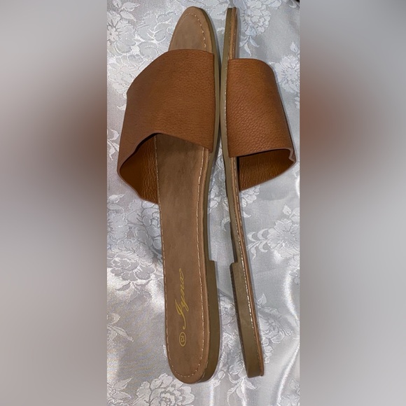 Jynx tan faux leather flat sandals. 
Size 12 
NWOT - Picture 5 of 6